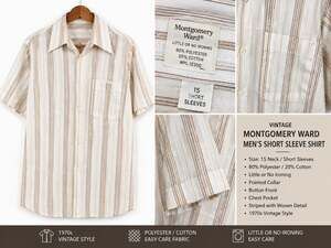 Vintage Montgomery Ward Striped Short Sleeve Button-Down Shirt